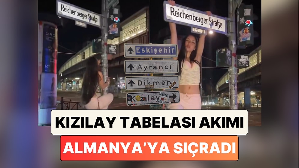 Kızılay Tabelasına Asılma Akımı Almanya'ya Sıçradı: Kreuzberg'de Bir Kadın Tabelaya Asılarak Fotoğraf Çekildi