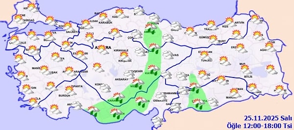 Meteoroloji Genel Müdürlüğü, 11 il için gök gürültülü sağanak yağış uyarısında bulundu.