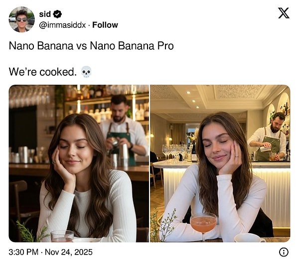 Karşınızda, Nano Banana ve Nano Banana Pro'nun karşılaştırması;