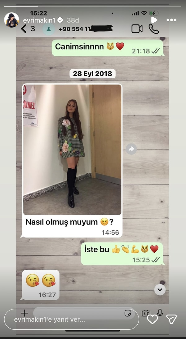 Evrim Akın, Instagram'dan Asena Keskinci'yle 7 yıl önceki mesajlaşmalarını paylaştı.
