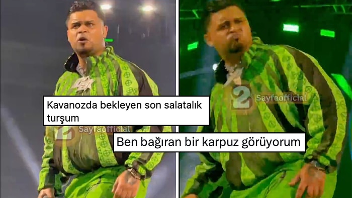 LVBEL C5 Yeşil Eşofman Takımlı Konser Tarzıyla Karpuza Benzetildi!
