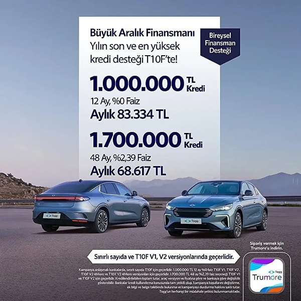 Togg Bireysel Müşteri Faizsiz Kredi Kampanyası