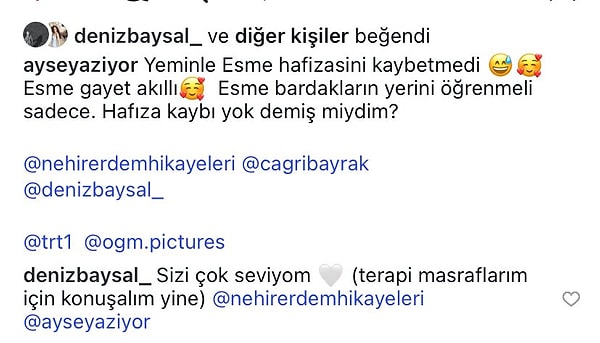 Esme'nin son bölümde bardakların yerini bulamamasına "Esme hafızasını kaybetmedi" yazarak açıklama yapan senariste güldüren yanıt geldi.