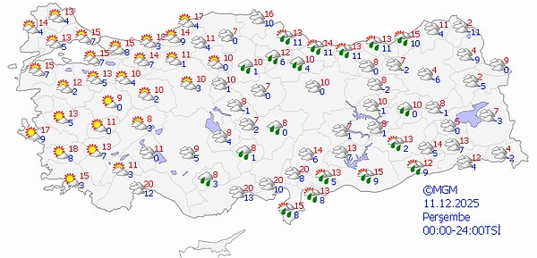 11 Aralık Perşembe Hava Durumu 👇