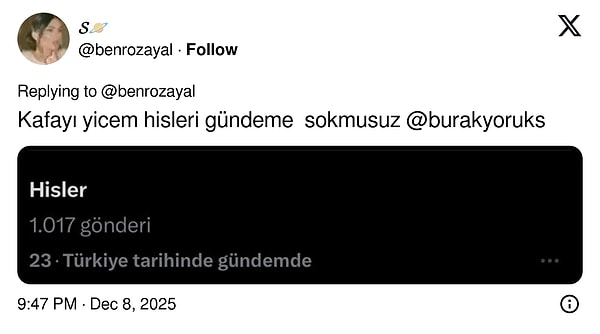 Oruç ile Eleni’nin kavuşmasını isteyen izleyiciler arasındaki kelime tartışması git gide büyüdü ve “Hisler” kelimesi TT oldu.