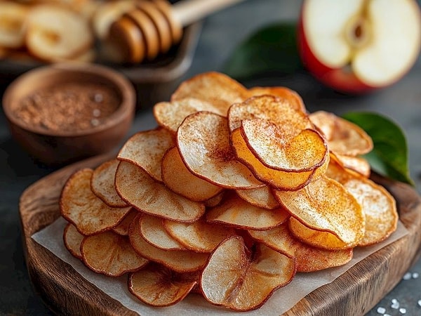 Tarçınlı Airfryer Elması ve Mini Peynirli Jambonlu Tost Küpleri