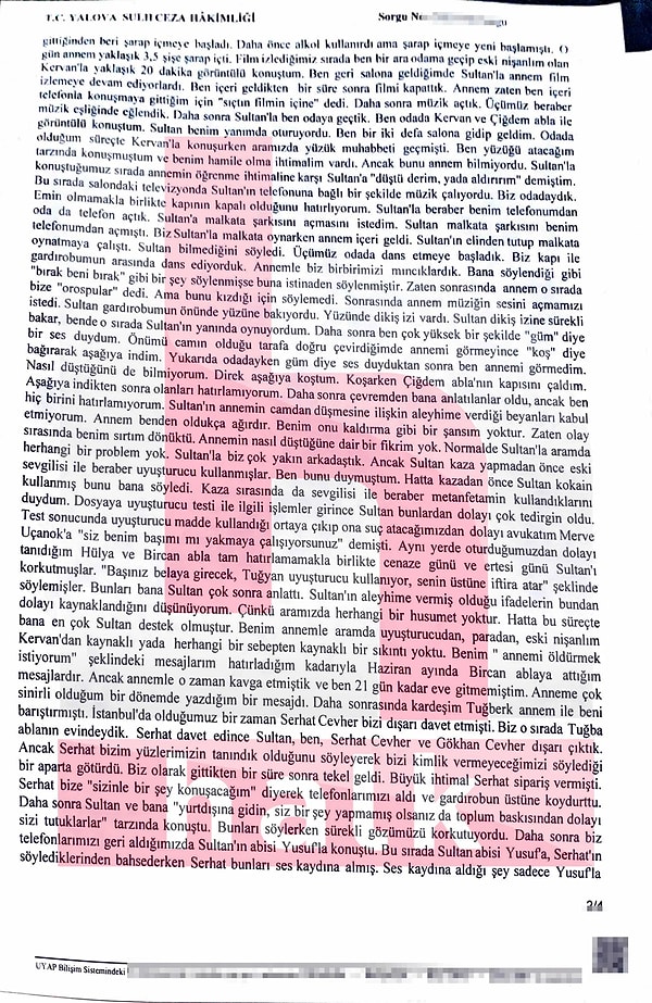 Güllü'nün Kızı Tuğyan'ın İfadesi: