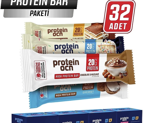 4 Farklı Aromalı Protein Bar 32 Adet %14 İndirimli!