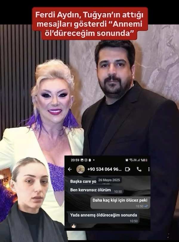 Yaşananların ardından Ferdi Aydın, Tuğyan'ın Kervan ve annesiyle ilgili mesajlarını ortaya çıkardı.
