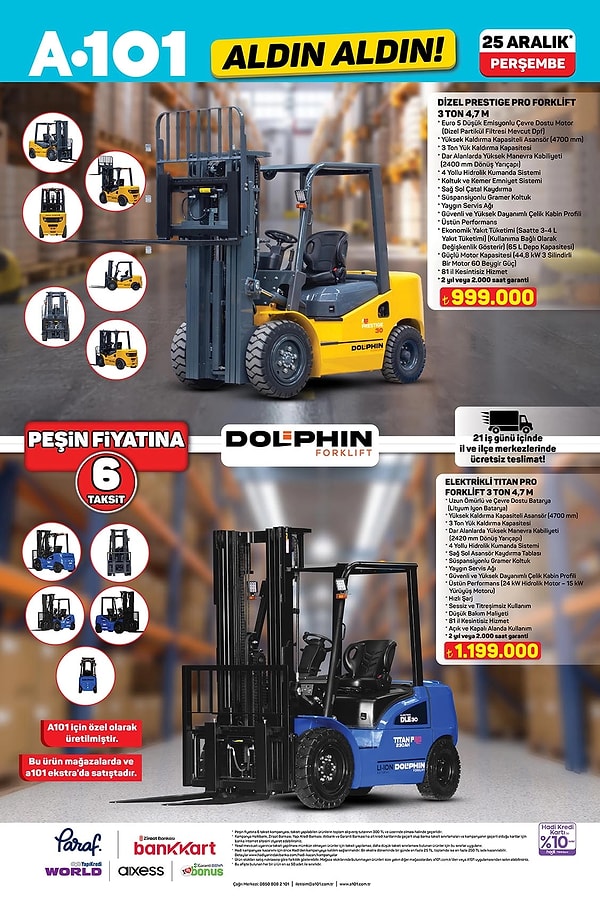Dolphin Dizel Prestige Pro 3 Ton 4.7M Forklift 999.000 TL