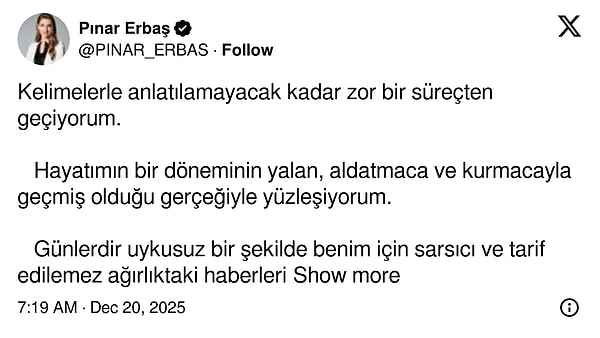 Pınar Erbaş ilk kez açıklama yaptı: "Gücüm tükendi."