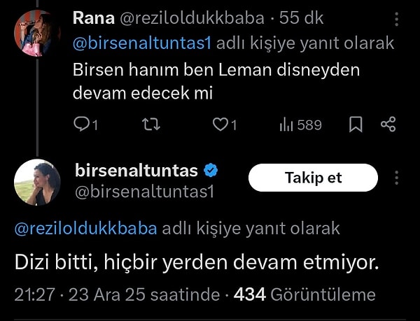 Birsen Altuntaş, Ben Leman'ın Disney Plus'ta devam edeceği iddialarına yanıt verdi.