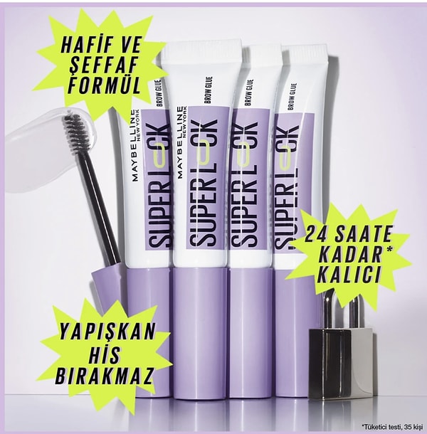 Bu senenin en çok tercih edilen kaş sabitleyicilerinden biri hiç şüphesiz  Super Lock Brow Glue Kaş Sabitleyici Maskara!