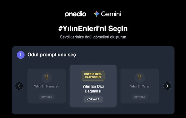 1. Adım: Favori kategorini seç ve promptunu kopyala