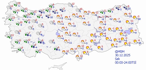 30 Aralık Salı Hava Durumu 👇