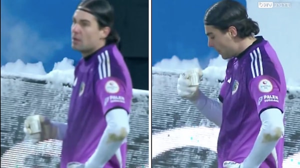 Soğuktan çayla korunmaya çalıştı.