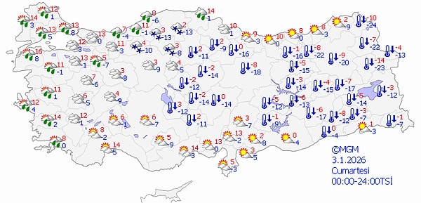 3 Ocak Cumartesi Hava Durumu 👇
