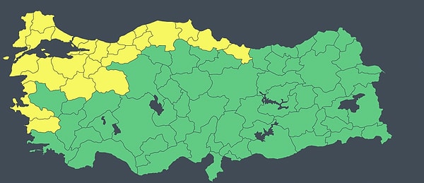 3 Ocak Cumartesi günü 24 kente sarı kodlu uyarı yapıldı.