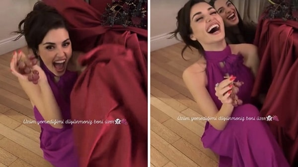 Masa altına girerek üzüm yediği kareyi paylaşan Erçel, fotoğrafın altına da "Üzüm yemediğimi düşünmeniz beni üzer" notunu düştü.