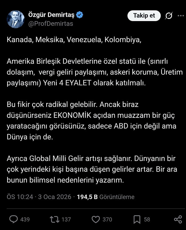 Özgür Demirtaş, X platformunda ABD'nin gerçekleştirdiği saldırılarla ilgili yazdığı yazılarla yoğun eleştirilerin odağı haline geldi.