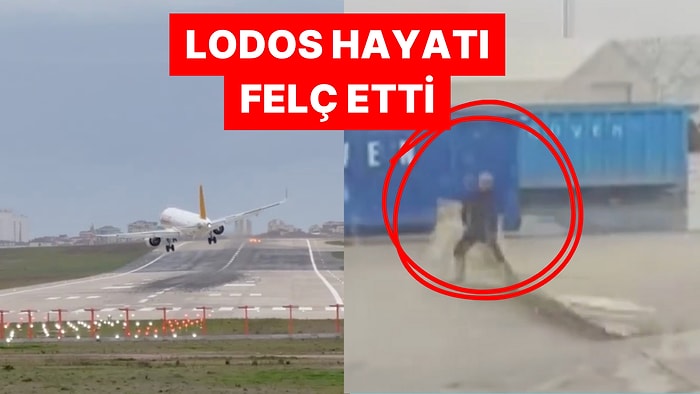 Uçaklar İniş Yapamadı, İşçiler Fırtınada Savruldu: İstanbul'dan Hızı 100 km'ye Ulaşan Lodos Manzaraları