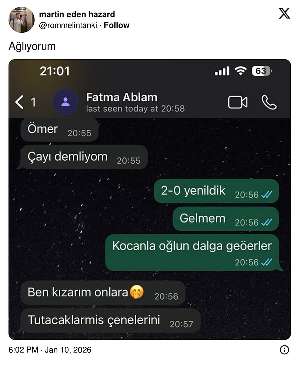 "Tutacaklarmış çenelerini"