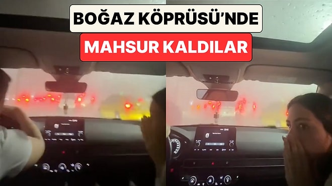 Uyarı Verilmişti: Bir Çift İstanbul'da Şiddetli Fırtına ve Yağmur Sebebiyle Boğaz Köprüsünde Mahsur Kaldı