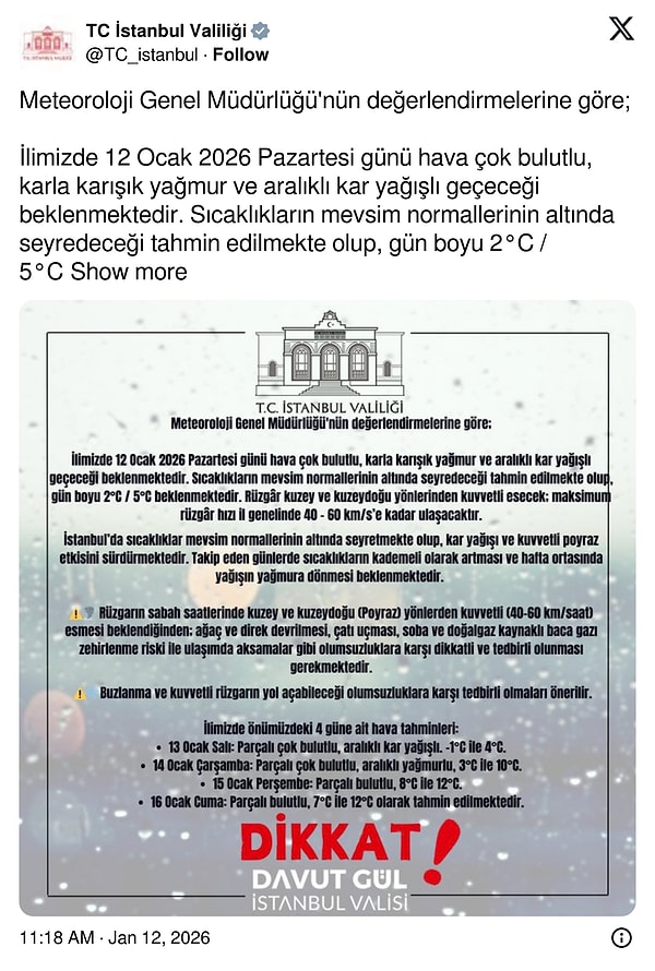 İstanbul'da kar yağışı devam edecek mi? Valilik'ten yanıt geldi.