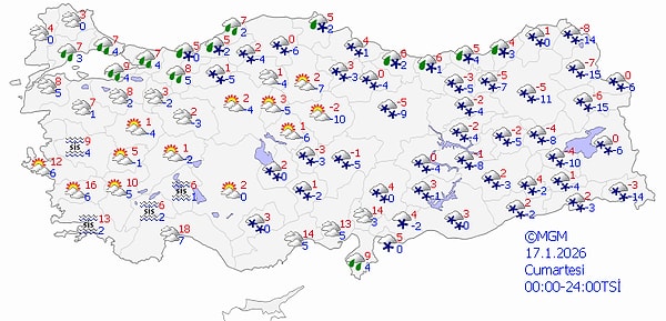 17 Ocak Cumartesi Hava Durumu