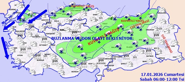 17 Ocak hava durumu: 13 kente sarı kodlu uyarı.