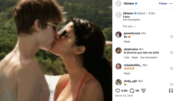 Son olarak Justin Bieber, 2016 yılında paylaştığı Selena Gomez’le olan postuna gelen “Yaşasın gelinle damat” yorumunu beğendi.