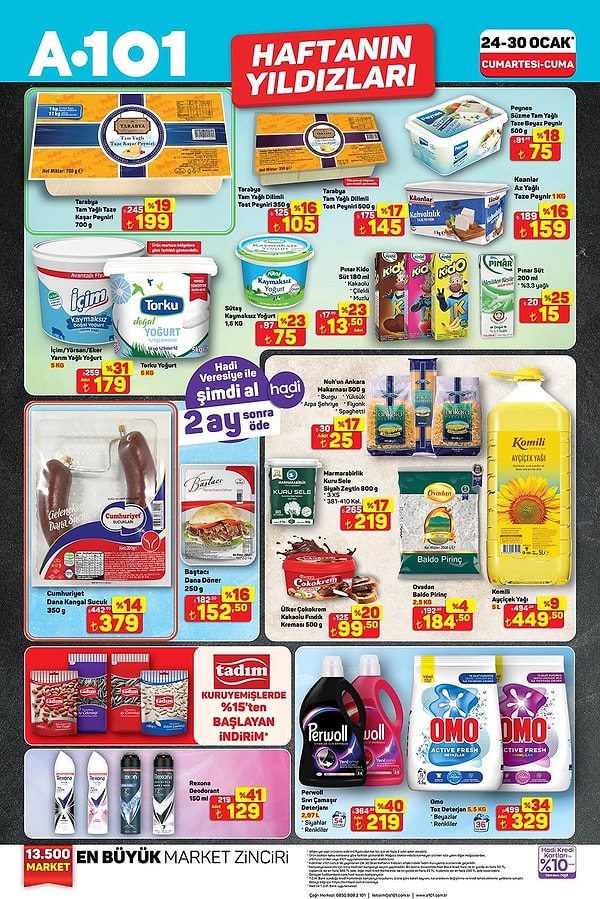 Tarabya Tam Yağlı Taze Kaşar Peyniri 700 gr 199 TL