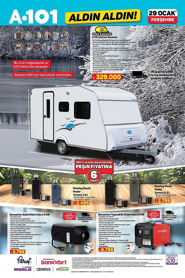 Erba Karavan 4.00 Çekme Karavan 329.000 TL