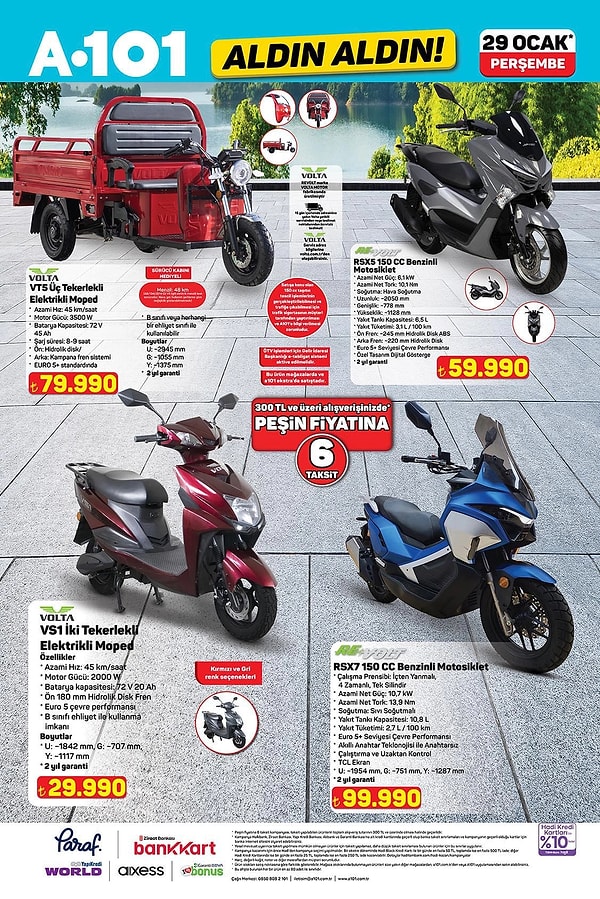 Volta VT5 Üç Tekerlekli Elektrikli Moped 79.990 TL