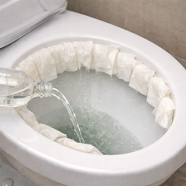 Uygulamaya başlamak için birkaç kat tuvalet kağıdı veya peçeteyi beyaz sirkeyle iyice ıslatmanız gerekir.