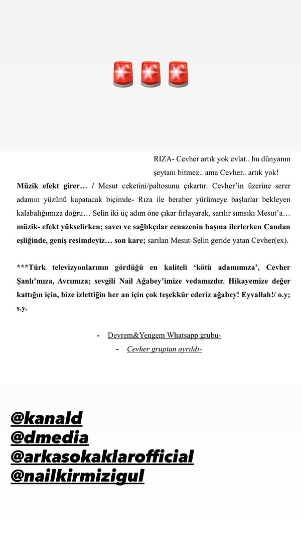 Cevher Şanlı'nın Arka Sokaklar'a veda sahnesi paylaşıldı.