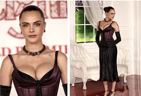 Oyuncu ve model Cara Delevingne, Wuthering Heights filminin özel gösteriminde görüntülendi.