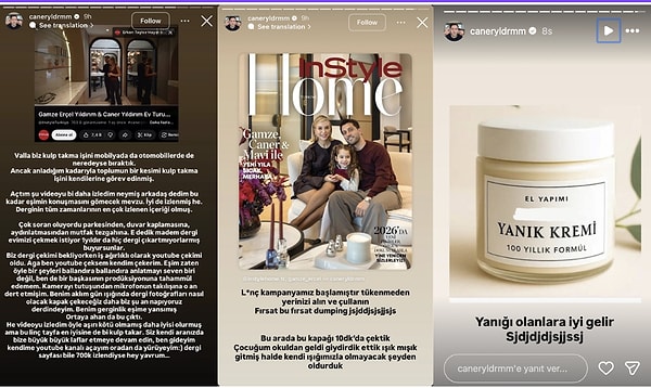 Eleştirilerin büyümesiyle birlikte Caner Yıldırım sessiz kalmadı. Sosyal medya hesabından peş peşe paylaşımlar yapan Yıldırım, “linç” vurgusu yaparak gelen yorumlara tepki gösterdi.