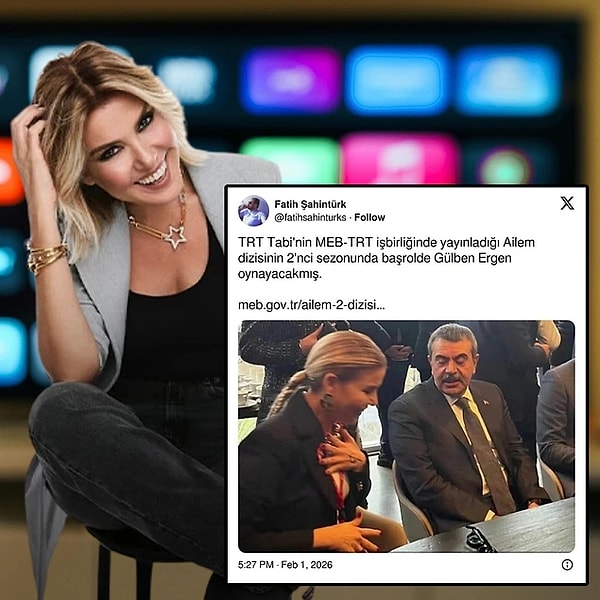 Gülben Ergen'in TRT Tabii'de yayınlanacak Ailem dizisinin ikinci sezonunda yer alacağı iddiası dün gündem olmuştu.