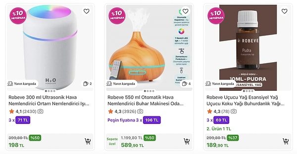 Robeve ürünlerinde sepette %50 net indirim!