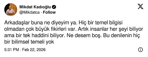 Mikdat Kadıoğlu ise şu yanıtı verdi.