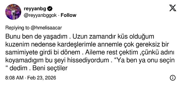 "Aileme rest çektim."