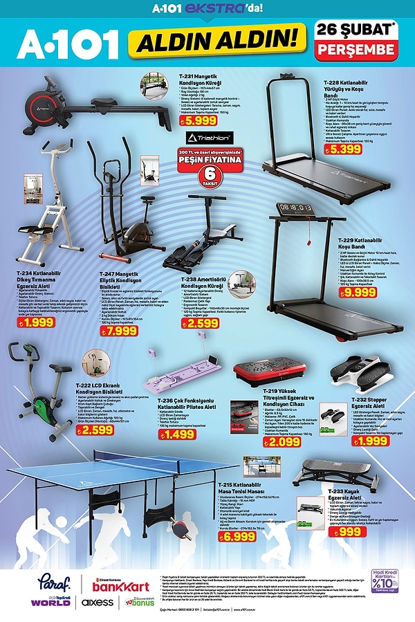 Triathlon T-215 Katlanabilir Masa Tenisi Masası 6.999 TL