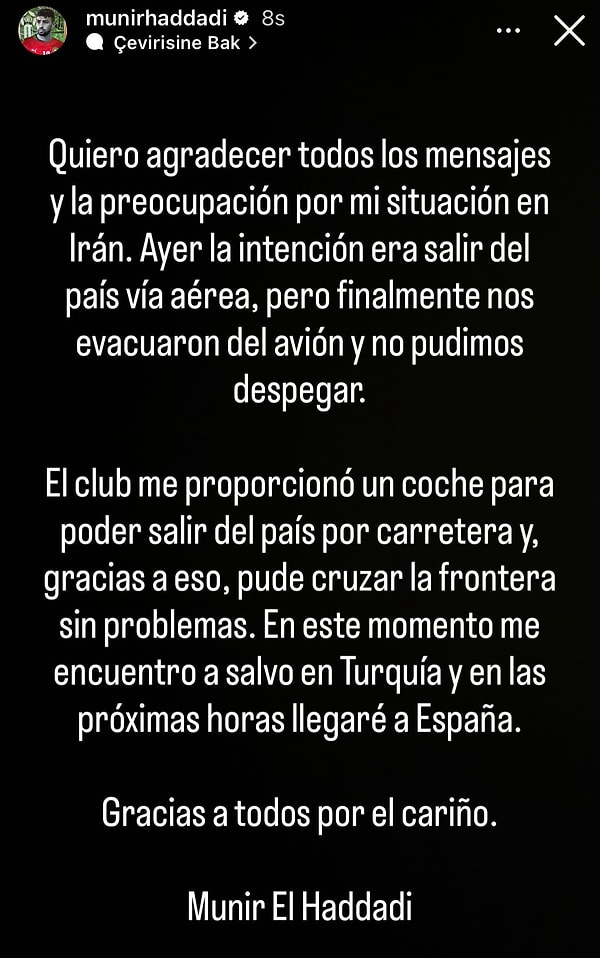 Munir El Haddadi sosyal medyadan bir açıklama yayınladı: