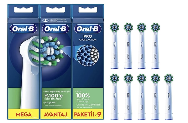 Gülüşünüzü tazeleyin: Oral-B Cross Action 9 adet yedek başlıkta dev indirim!