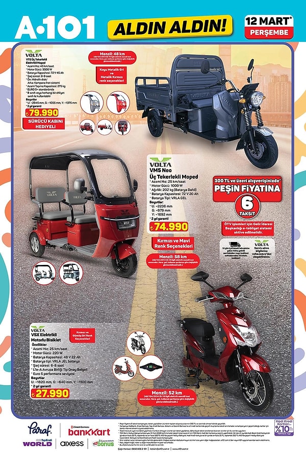 Volta VT5 Ü Tekerlekli Moped 79.990 TL