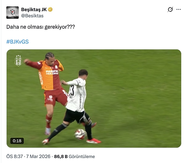 Beşiktaş sosyal medyadan pozisyona isyan etti.