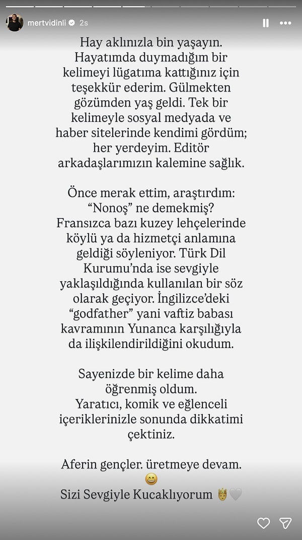 Mert Vidinli, geçtiğimiz saatlerde sosyal medya hesabından yeni bir açıklamada bulundu.