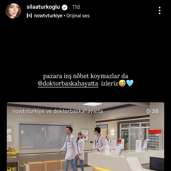 Dizide dahiliye uzmanı olarak yer alan Sıla Türkoğlu, yeni bölümün reklamı için esprili bir üslup tercih edince sevenlerini güldürmeyi başardı.