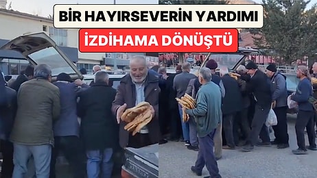Ramazan'da Bir Vatandaşın Hayır Yapmak İçin Dağıttığı Pide Kuyruğunda İzdiham Yaşandı